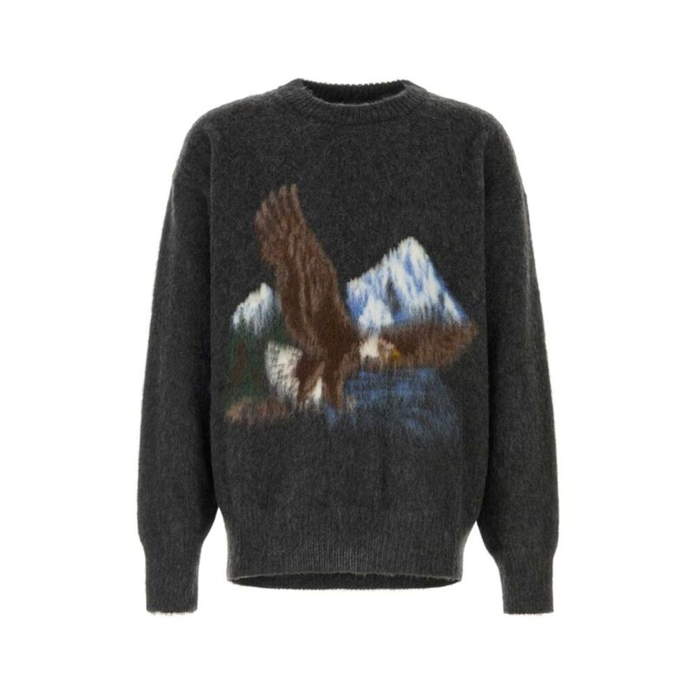 Maison Margiela Men Graphite Wool Blend Oversize Sweater